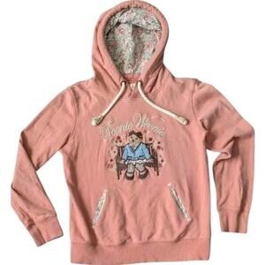 Teenie Weenie Rugby Teddy Bear Hoodie Sweatshirt Embroidered Pink Women Xs Top